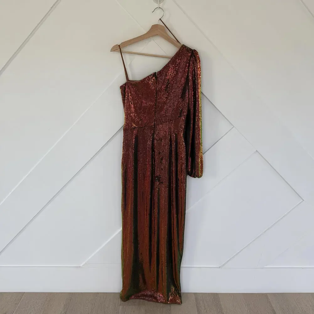 Theia One-Shoulder Sequin Evening Gown Mermaid Dress Size 6